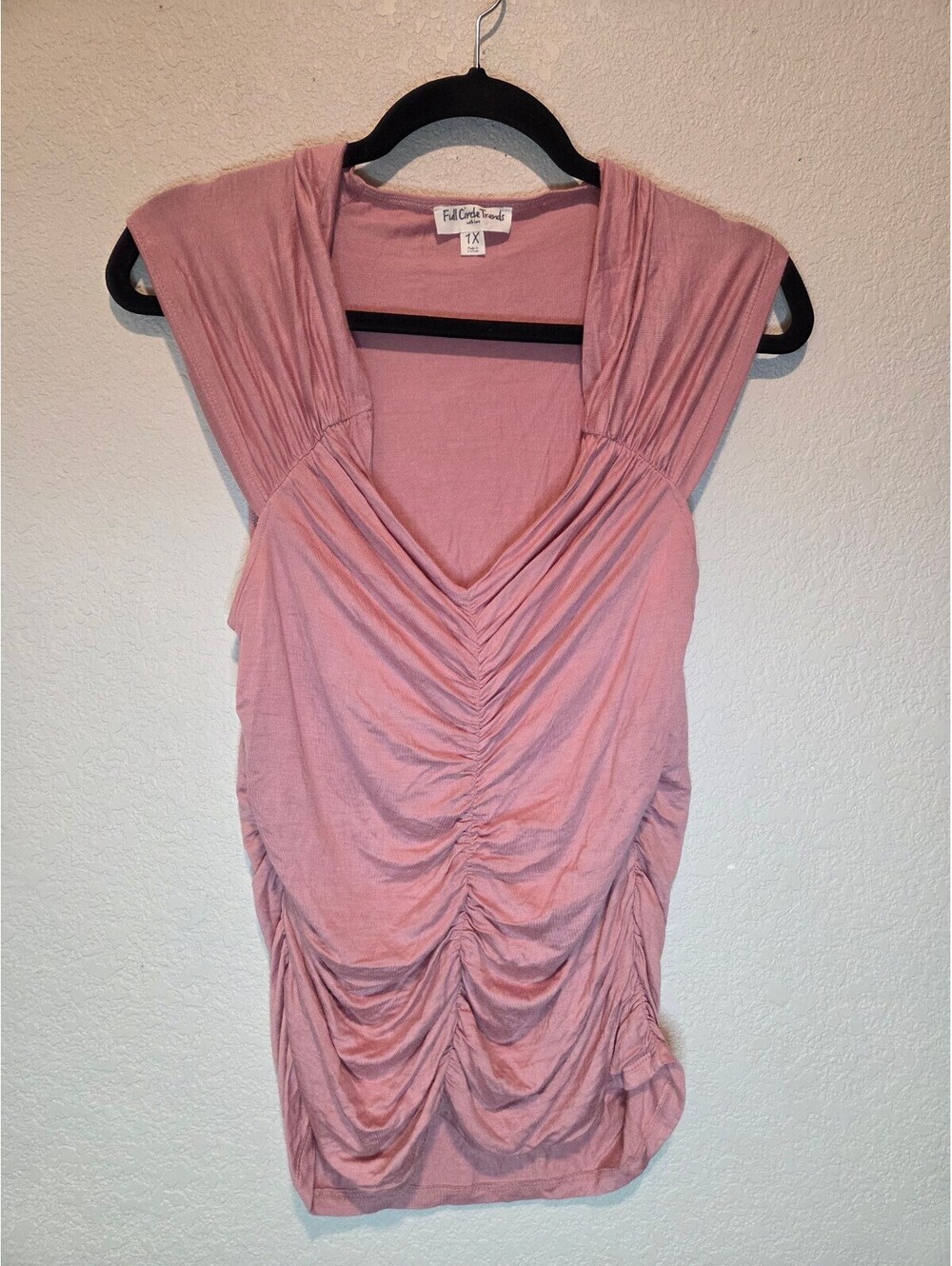 Full Circle Trends Pink Ruched V-Neck Top Size 1X